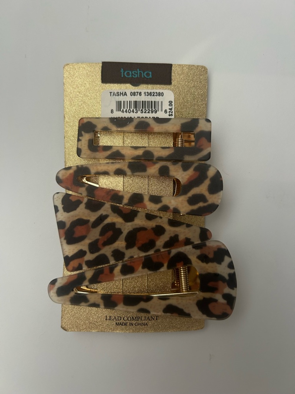 Tasha Leopard Print Hair Clip Set of 4 in Brown and Black